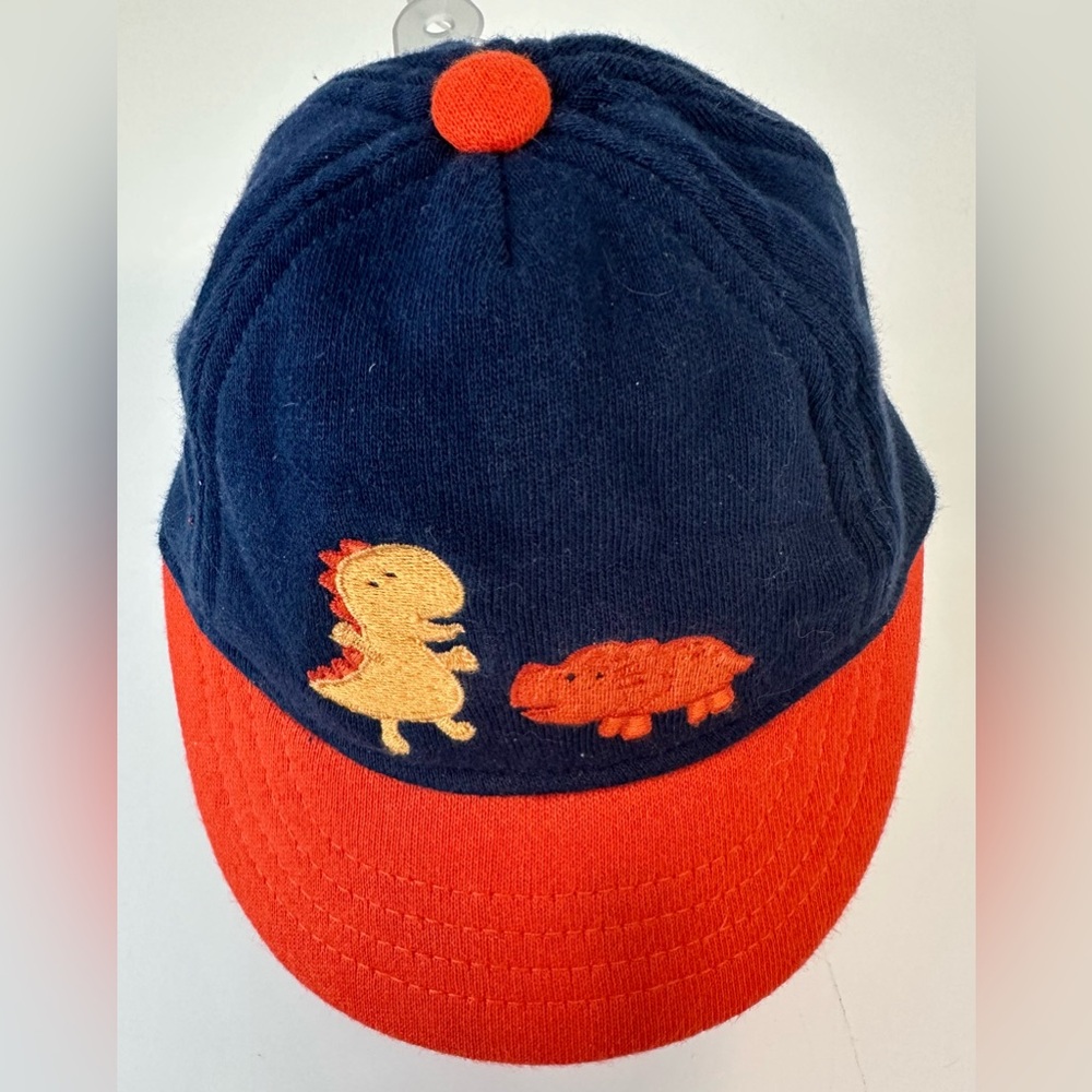 Gymboree Baby Stretchy Hat Blue Size 0-3 Months Embroidered Dinosaurs